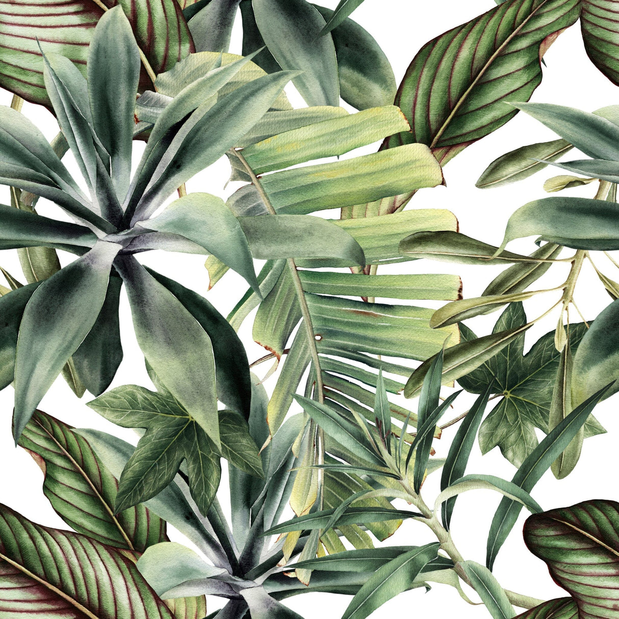 Green Tropical Leaves Self Adhesive Wallpaper