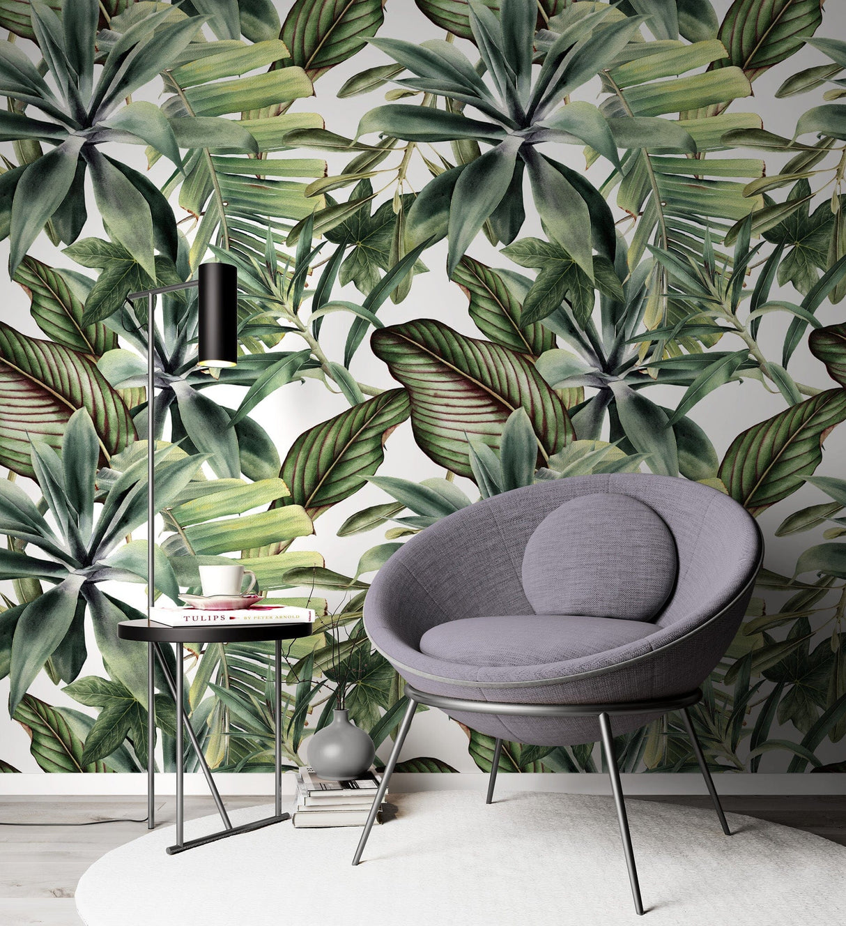 Green Tropical Leaves Self Adhesive Wallpaper