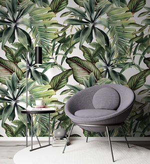 Green Tropical Leaves Self Adhesive Wallpaper