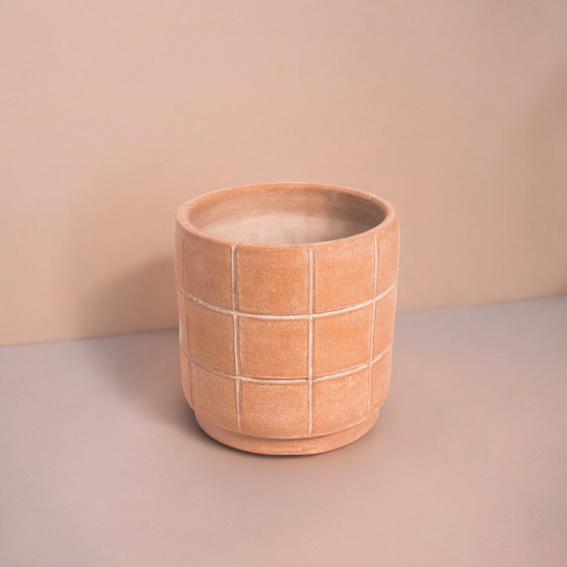 Grid Small Terracotta Planter by MESO