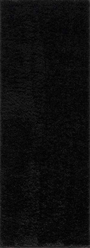 Faina Solid Black Shag Washable Area Rug - Clearance