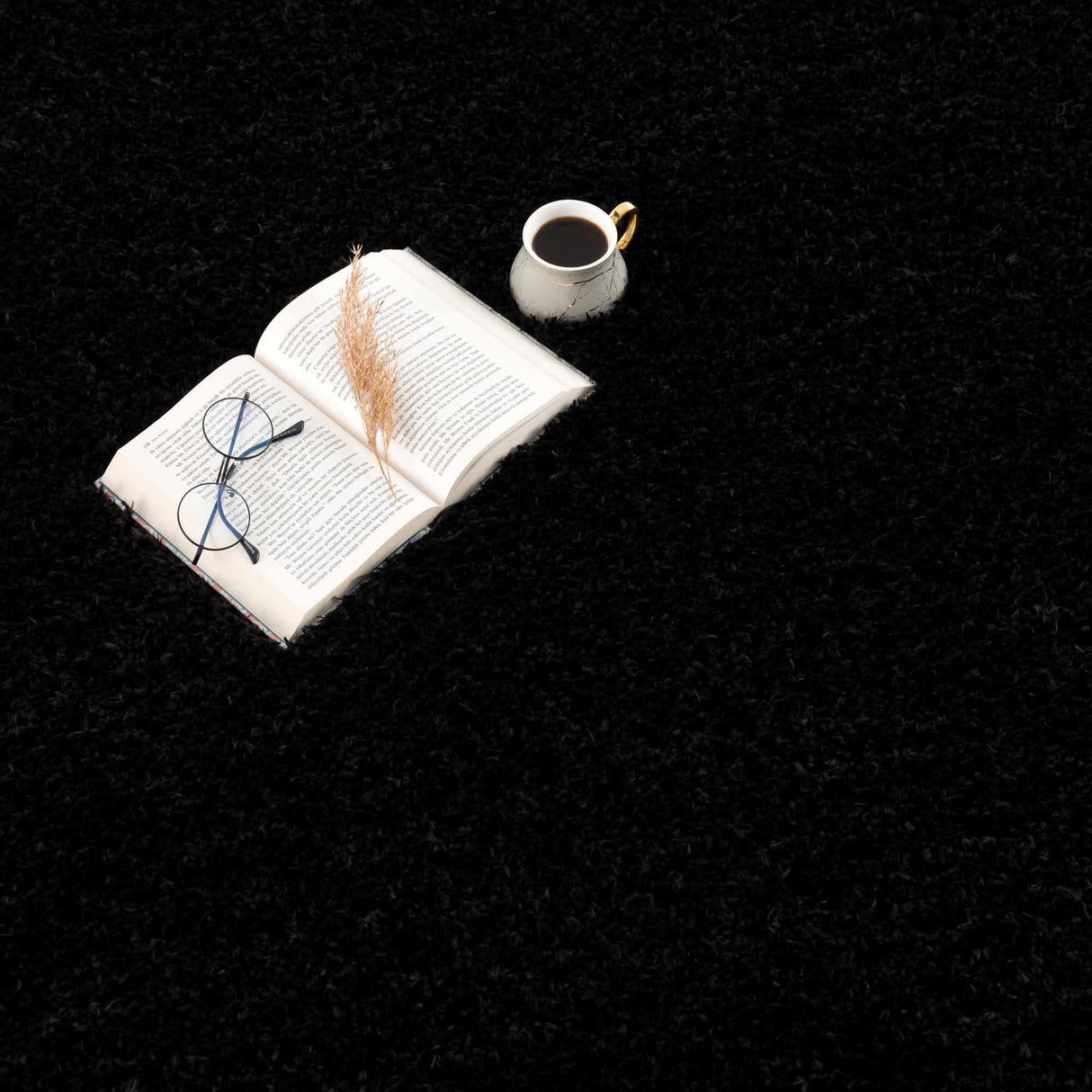 Faina Solid Black Shag Washable Area Rug - Clearance