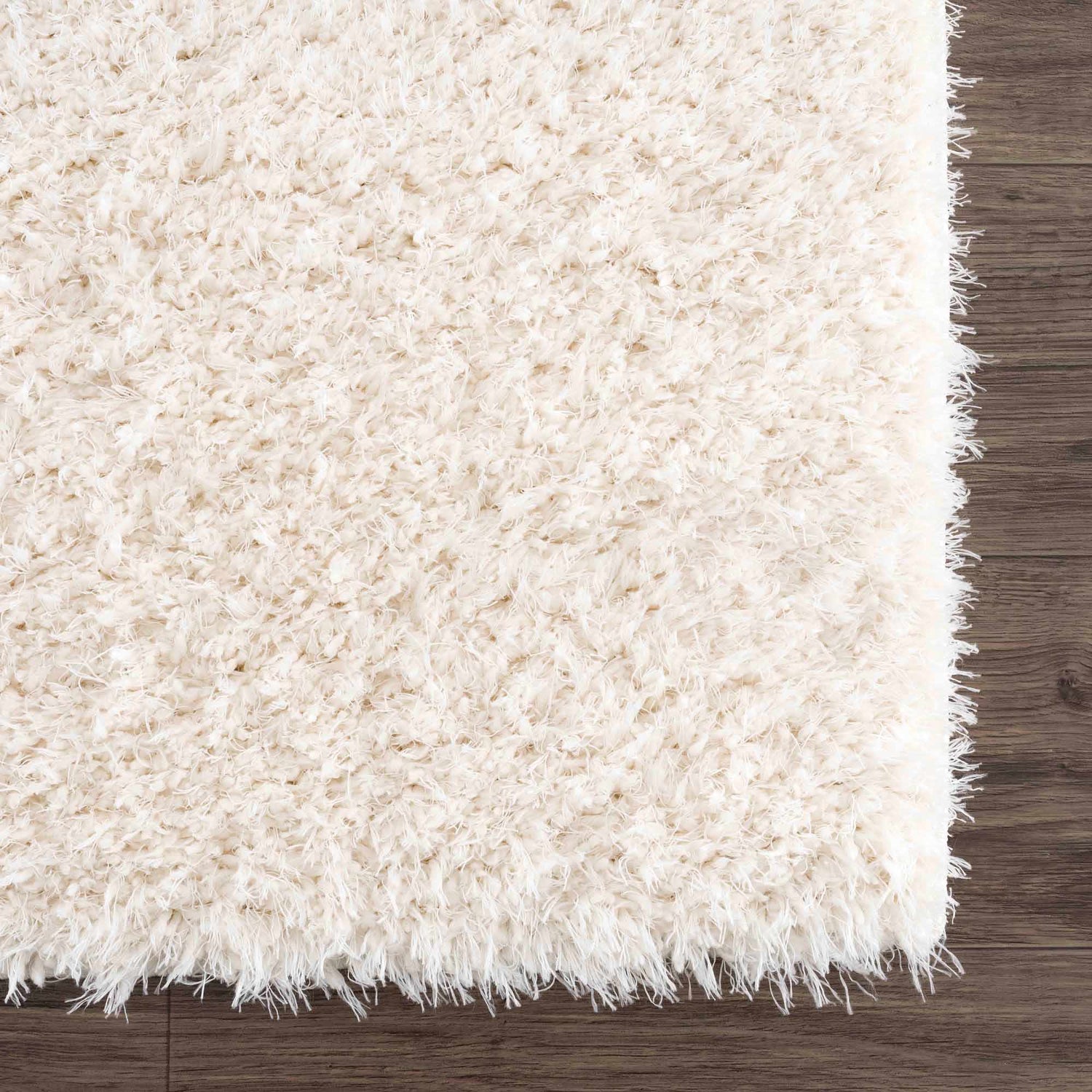 Faina Solid Cream Shag Washable Area Rug - Clearance