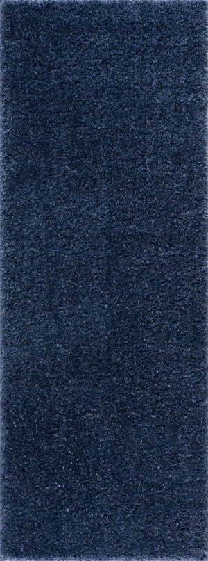 Faina Solid Dark Blue Shag Rug Washable