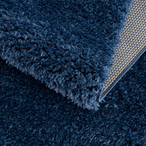 Faina Solid Dark Blue Shag Washable Area Rug - Clearance