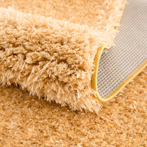 Faina Solid Gold Shag Washable Area Rug - Clearance