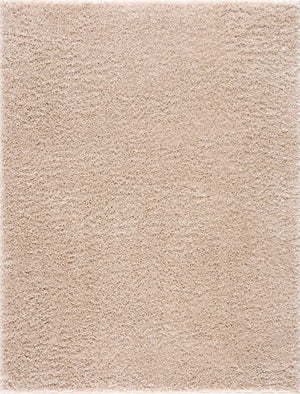 Faina Solid Beige Shag Rug Washable