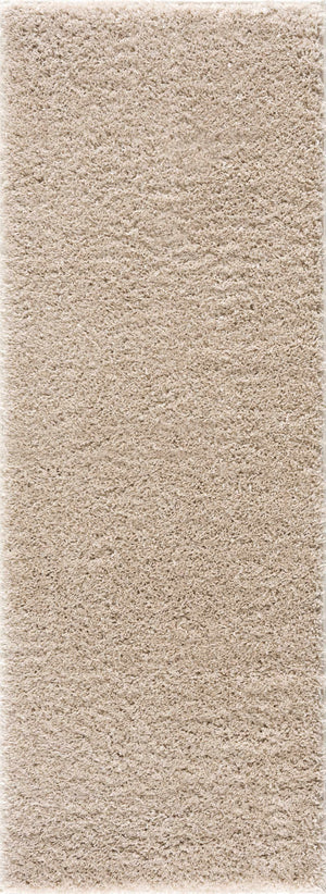 Faina Solid Beige Shag Rug Washable