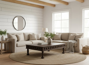 Handcrafted Eclectic Solid Wood 64 in. X 44 in. Large Coffee Table