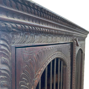Ornately Hand Carved 45 in. Wide Armoire With Iron Grill Doors