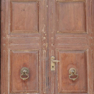 1800s Teak Wood 115 in. Tall Antique Door With Transom
