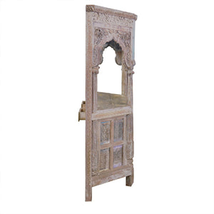 Eclectic Antique Carved Solid Wood Arches Repurposed 83 in. Tall Serving Bar