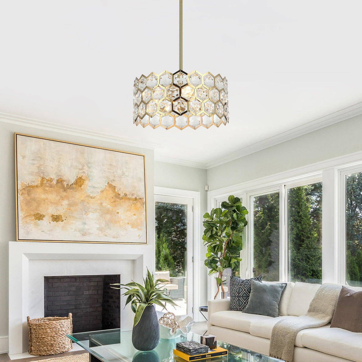 13 Inch Modern Golden 3-Light Pendant Lighting for Living Room