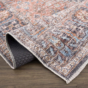 Blue Burgundy Holi-2302 Washable Area Rug