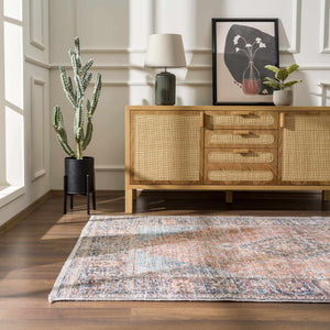 Blue Burgundy Holi-2302 Washable Area Rug