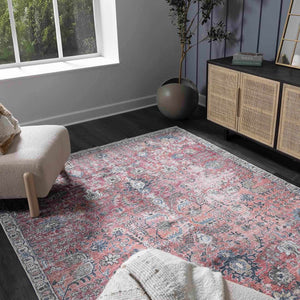 Burgundy Holi-2303 Washable Area Rug