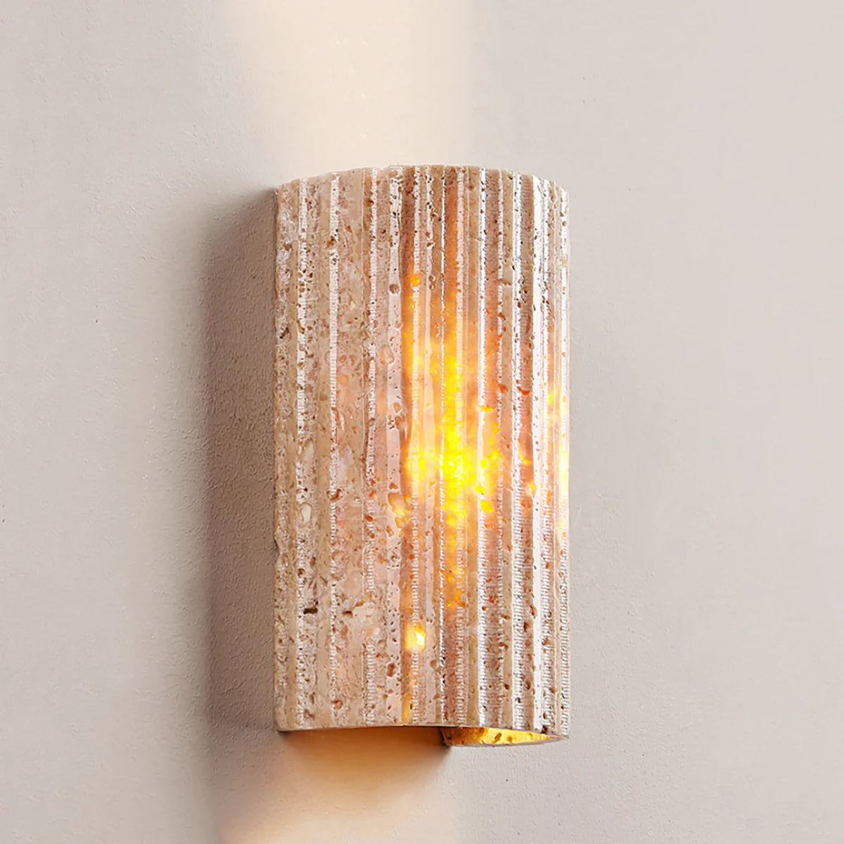 Half-Cylinder Travertine Wall Lamp
