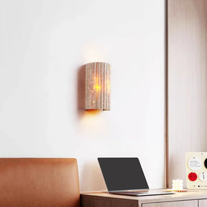 Half-Cylinder Travertine Wall Lamp
