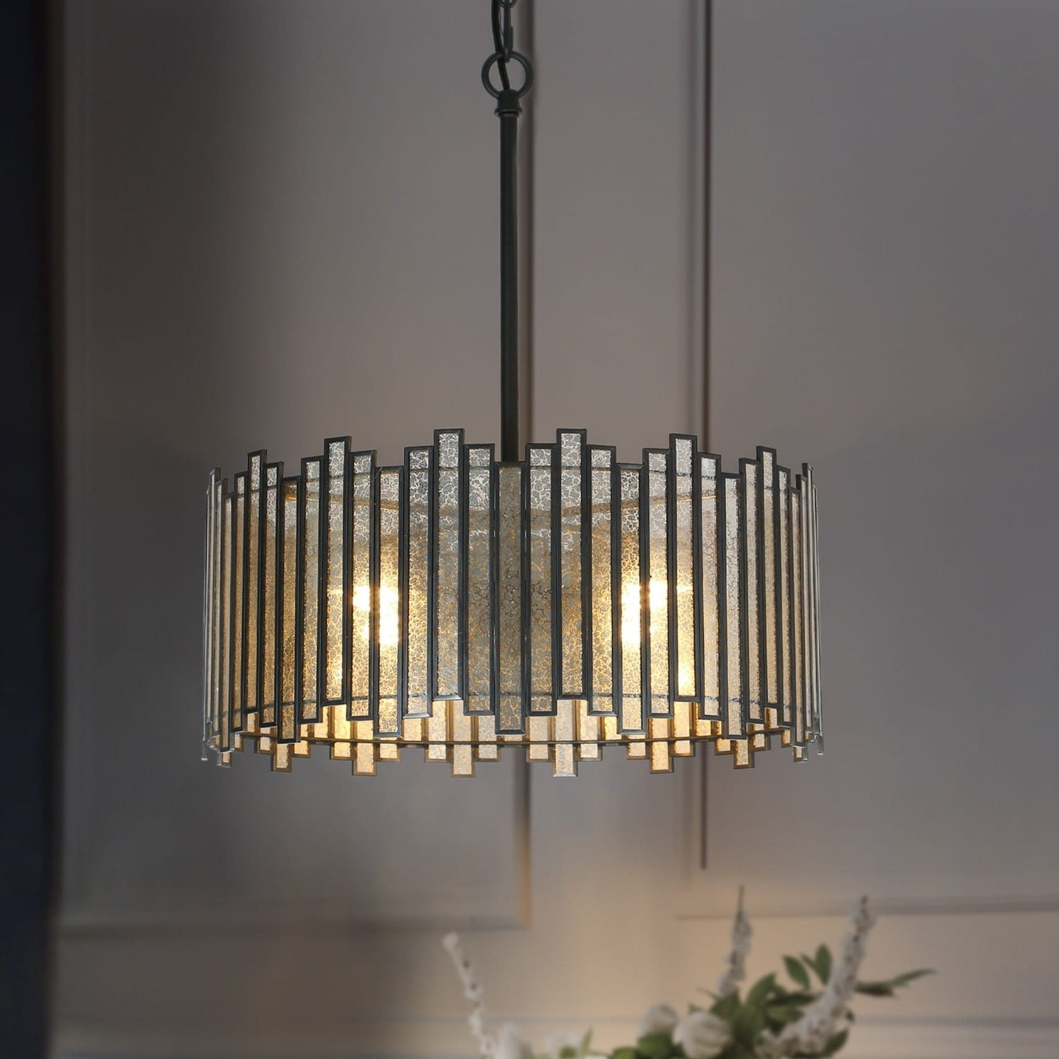 Hemaaolay Drum Colored Glass Chandelier