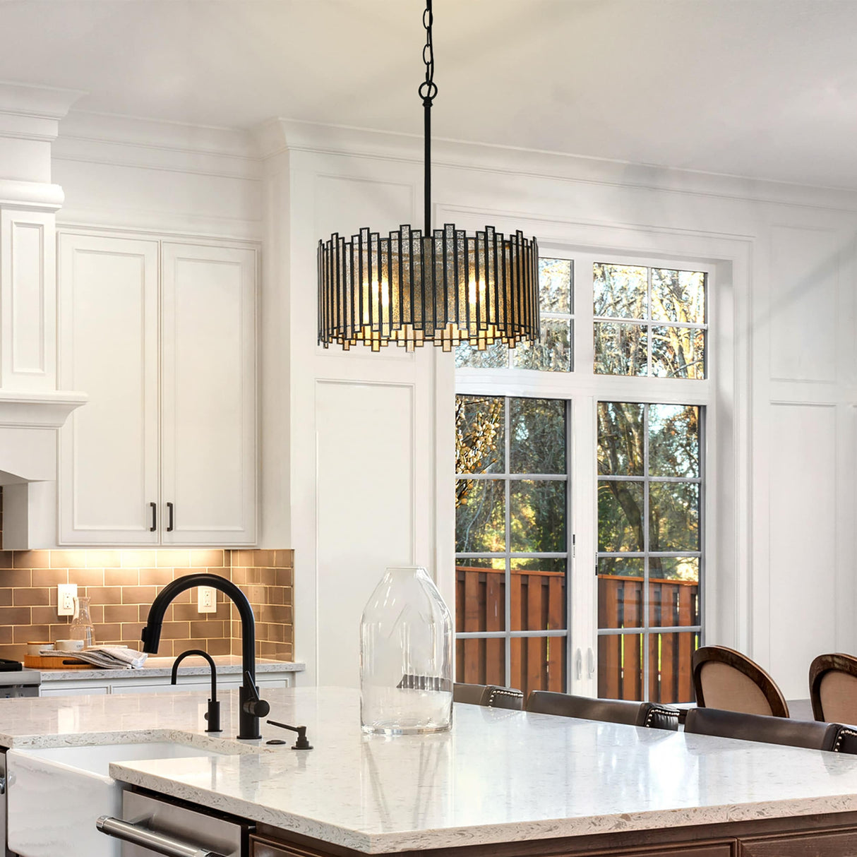 Hemaaolay Drum Colored Glass Chandelier