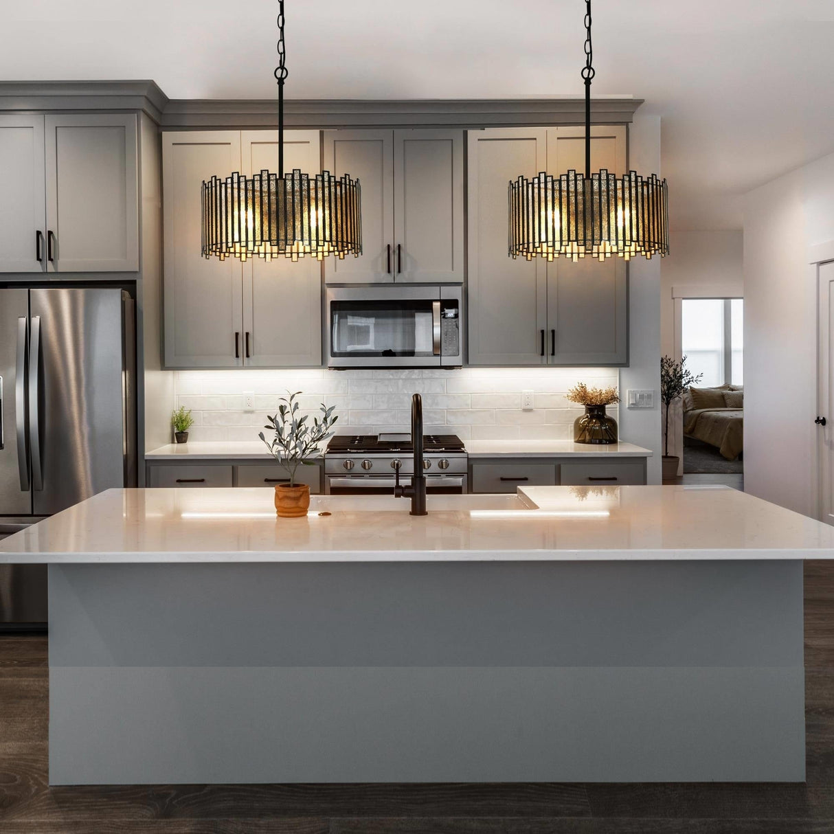 Hemaaolay Drum Colored Glass Chandelier