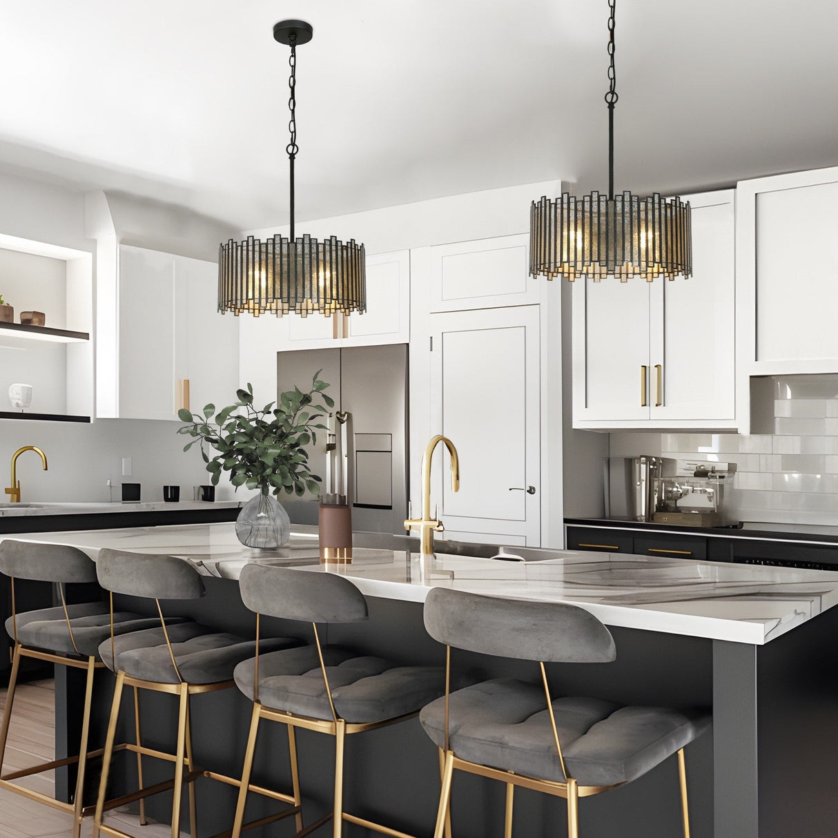 Hemaaolay Drum Colored Glass Chandelier