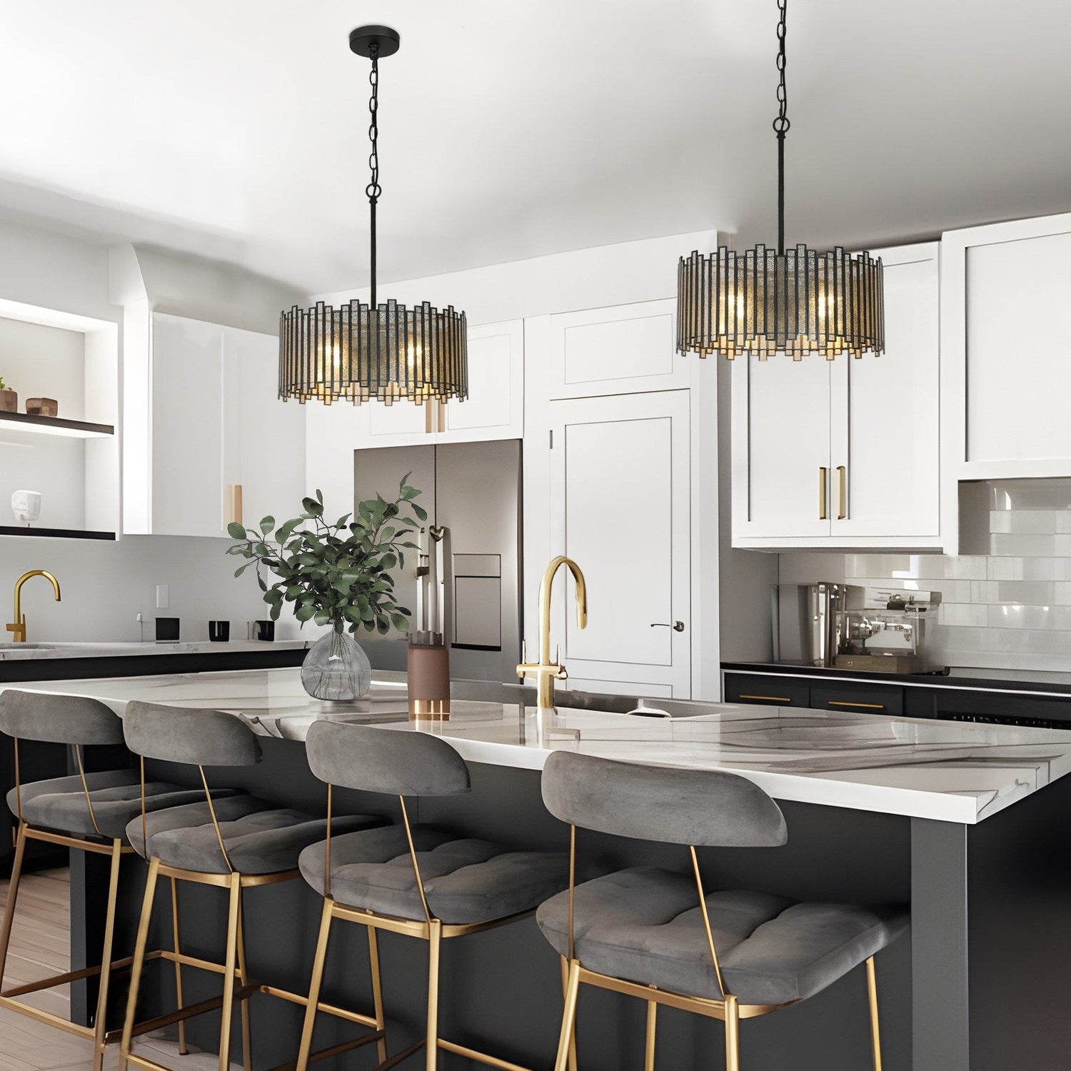 Hemaaolay Drum Colored Glass Chandelier