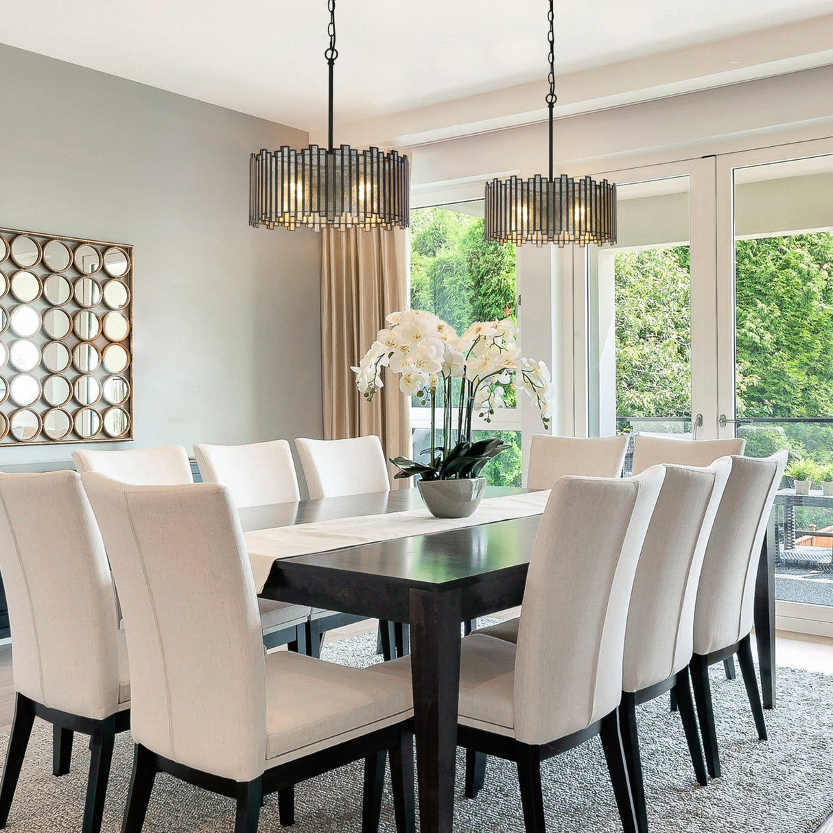 Hemaaolay Drum Colored Glass Chandelier