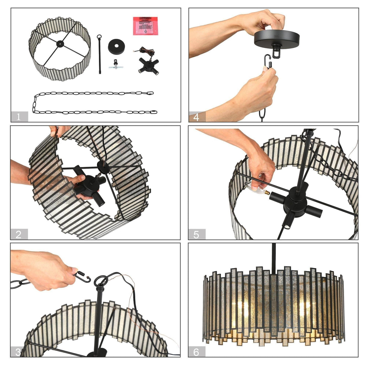 Hemaaolay Drum Colored Glass Chandelier