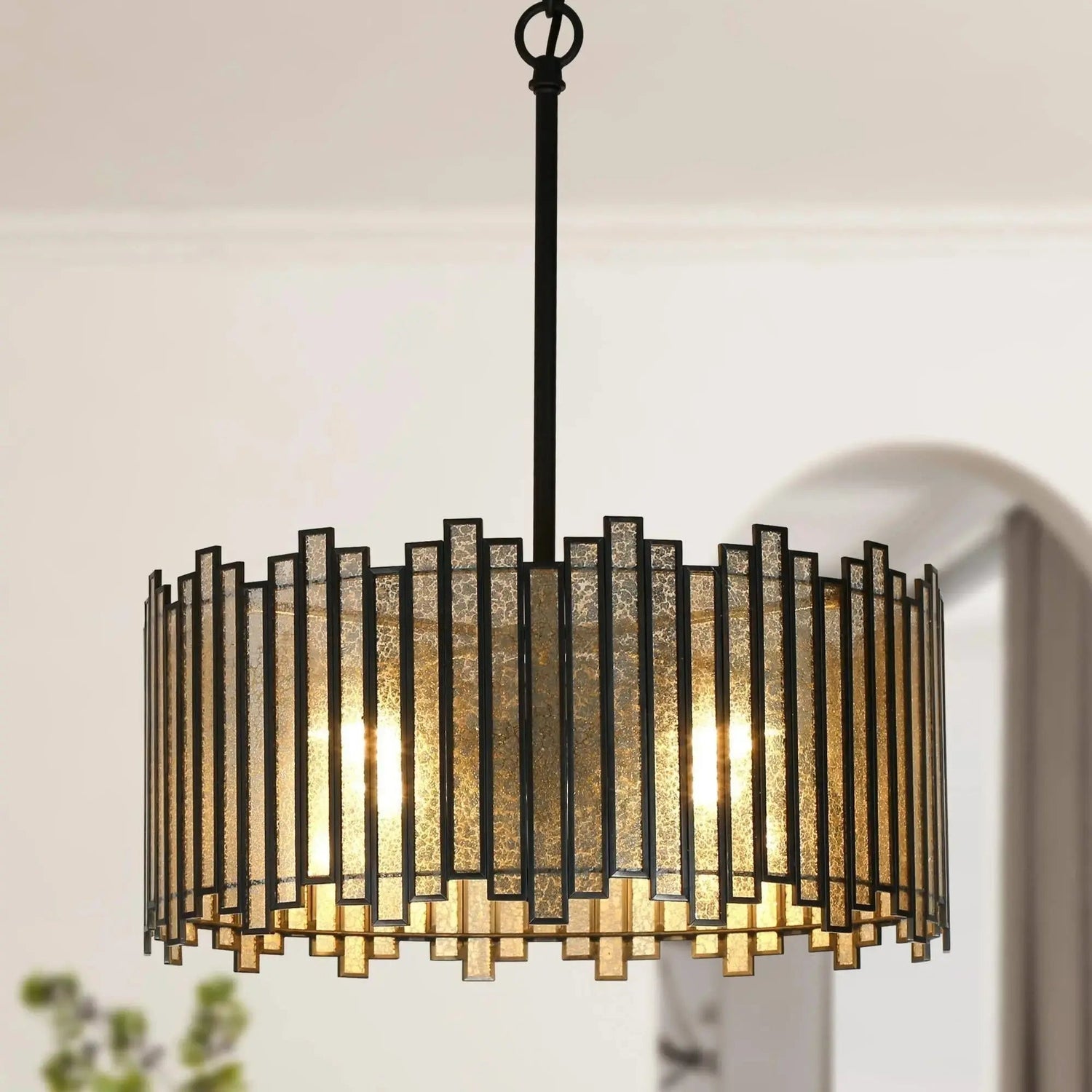 Hemaaolay Drum Colored Glass Chandelier