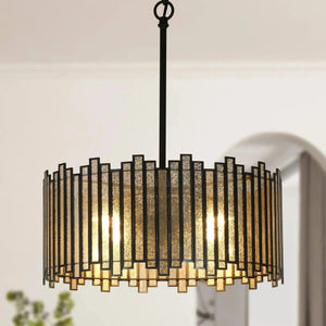 Hemaaolay Drum Colored Glass Chandelier