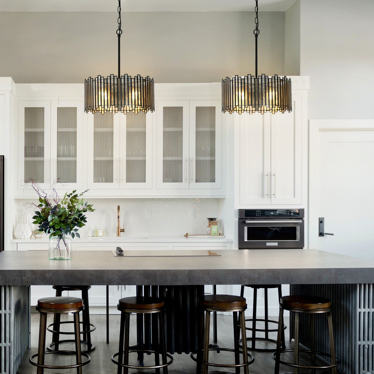 Hemaaolay Drum Colored Glass Chandelier