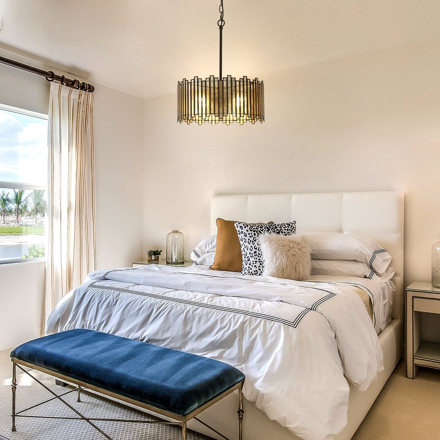 Hemaaolay Drum Colored Glass Chandelier