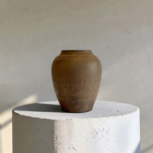 Heritage Classic Terracotta Vessel, Hand-Painted in Earthly Brown 7.8"D x 9.4"H