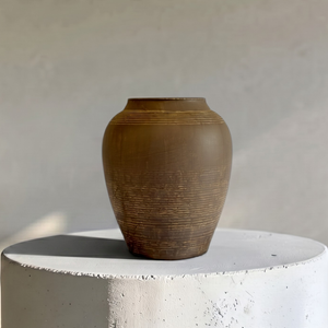 Heritage Classic Terracotta Vessel, Hand-Painted in Earthly Brown or Weathered Black, 7.8"D x 9.4"H