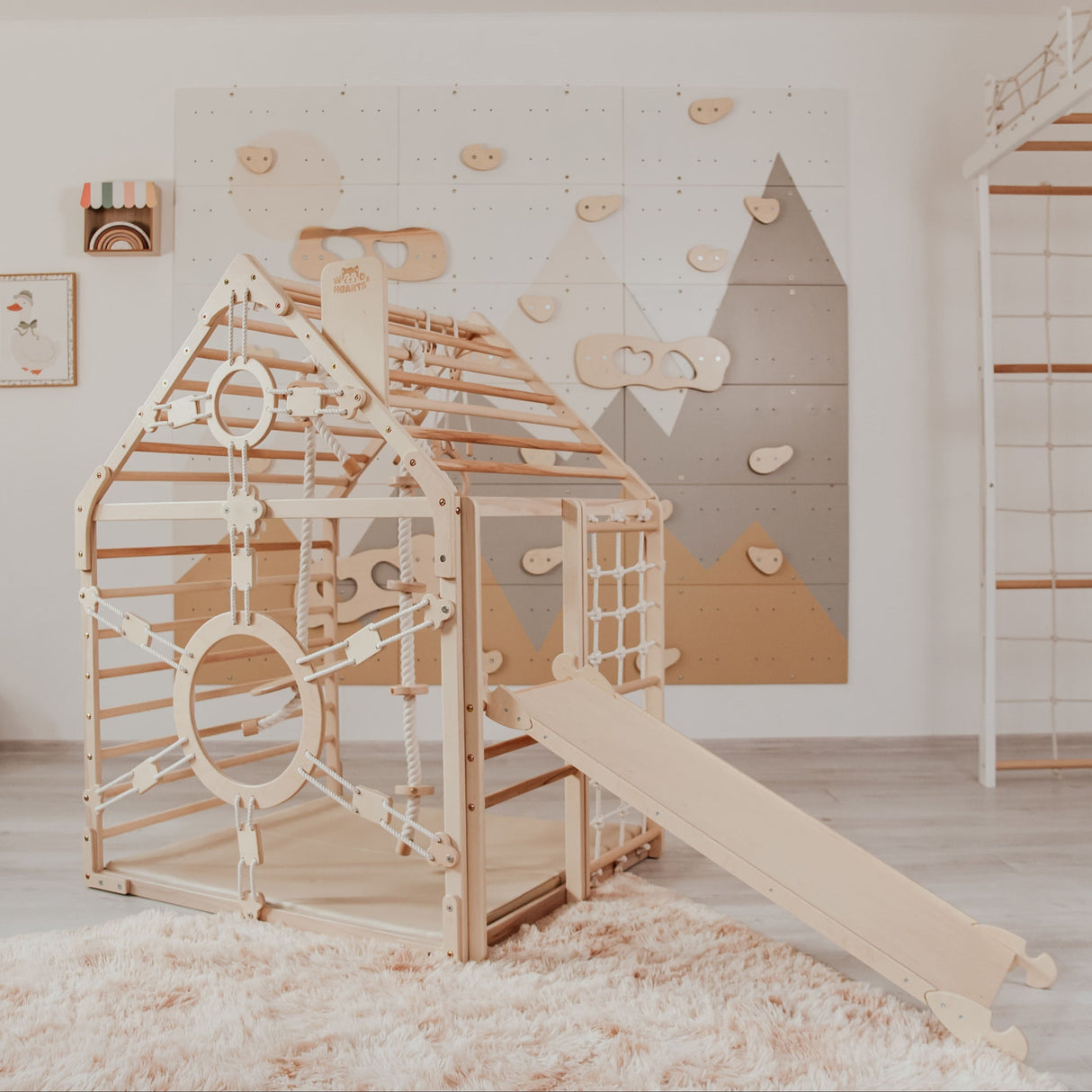 Wood and Hearts Wooden Toddler Climbing Playhouse, Ages 1–6