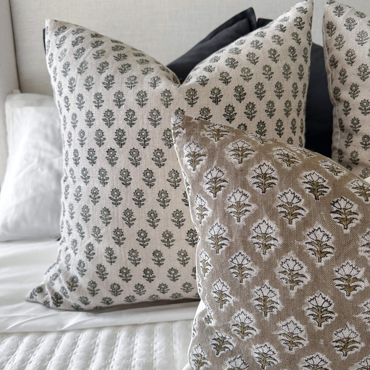 Mori Block Printed Pillow Cover | Sage Green