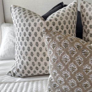 Mori Block Printed Pillow Cover | Sage Green