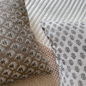 Rhea Floral Block Printed Pillow Cover | Mustard | Lumbar