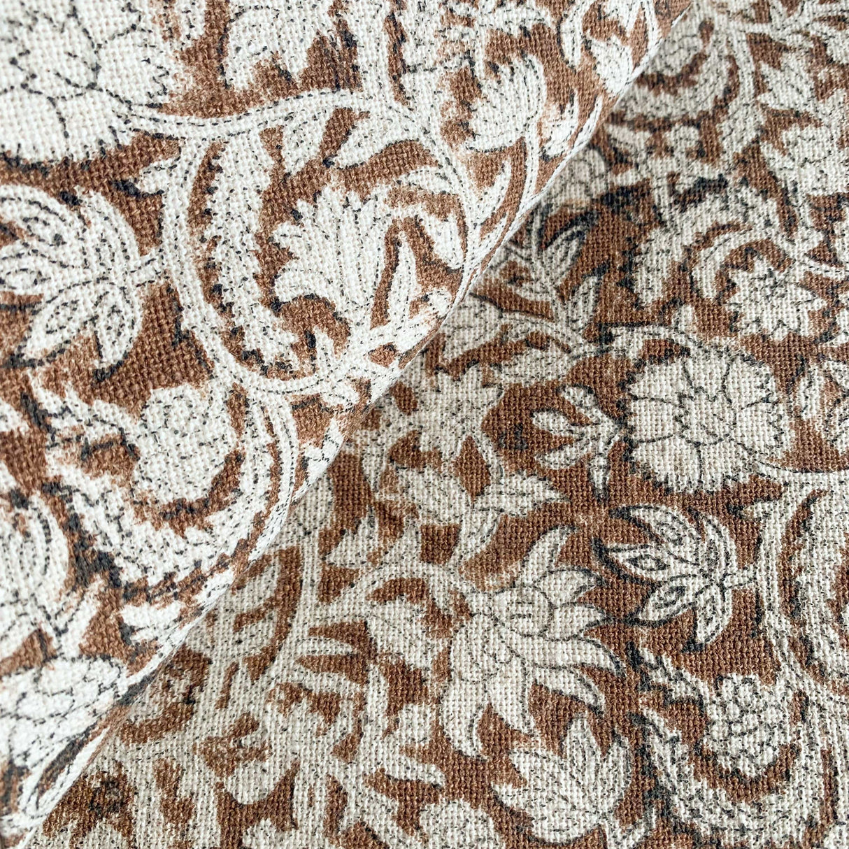 Nina Floral Block Printed Pillow Cover | Brown