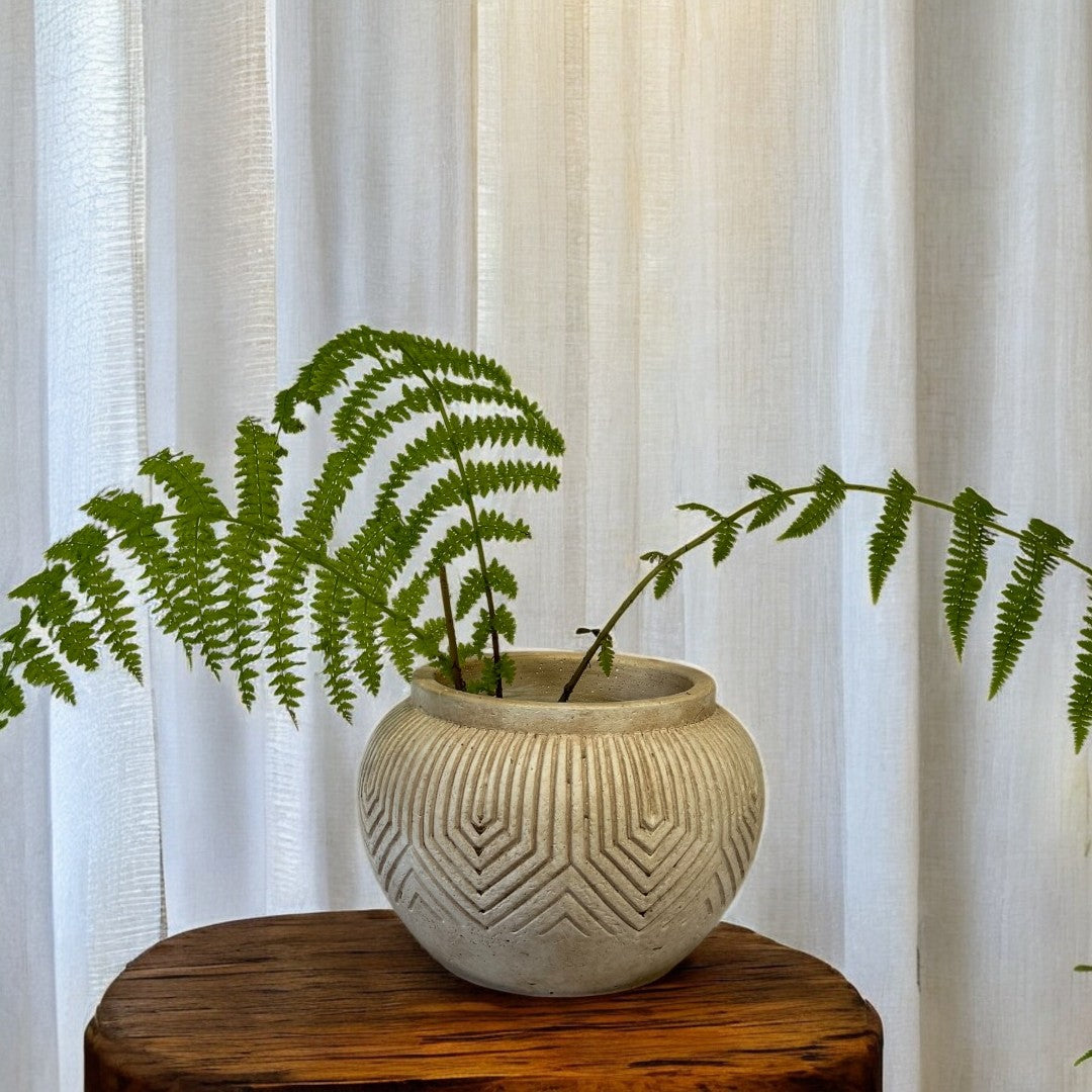 Linden Concrete Vessel in Natural Sandstone, 8"D X 6"H