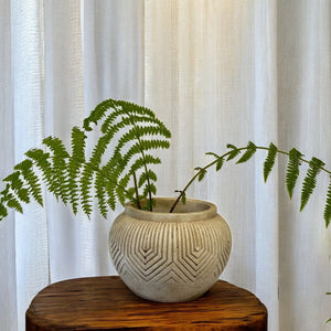 Linden Concrete Vessel in Natural Sandstone, 8"D X 6"H