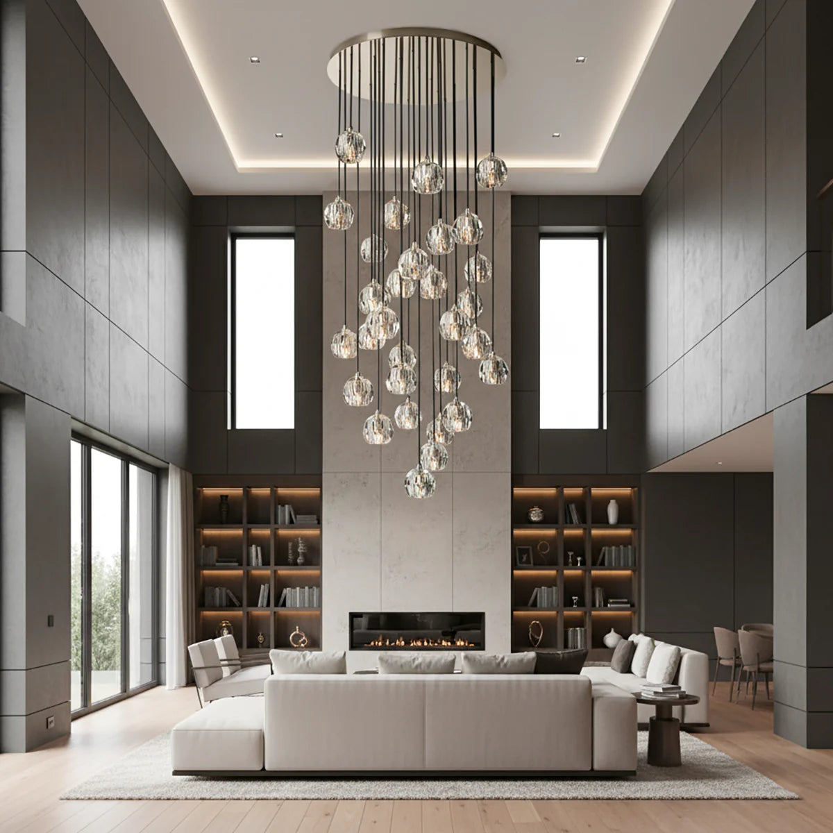 Kristal Crystal Round Cluster Chandelier