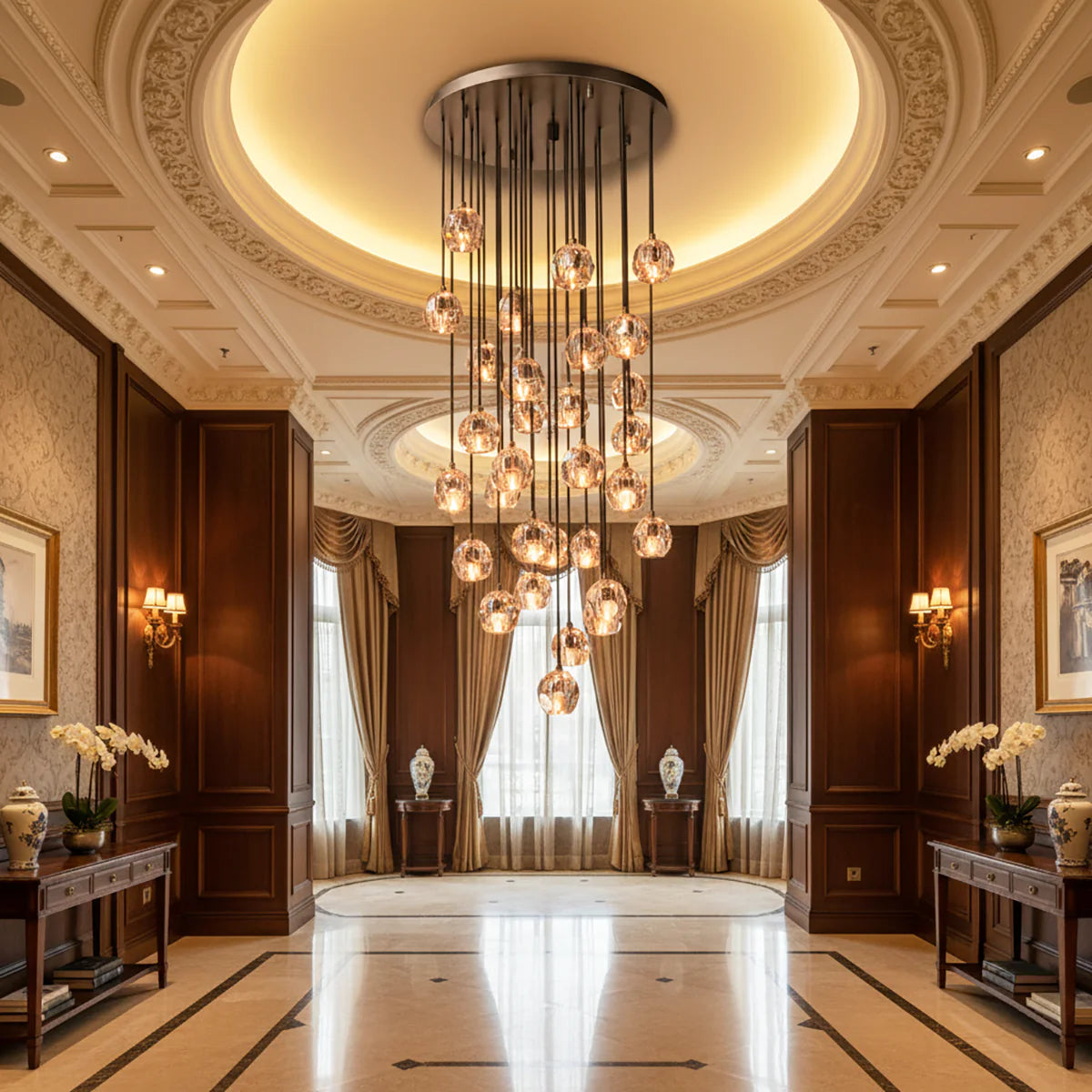 Kristal Crystal Round Cluster Chandelier