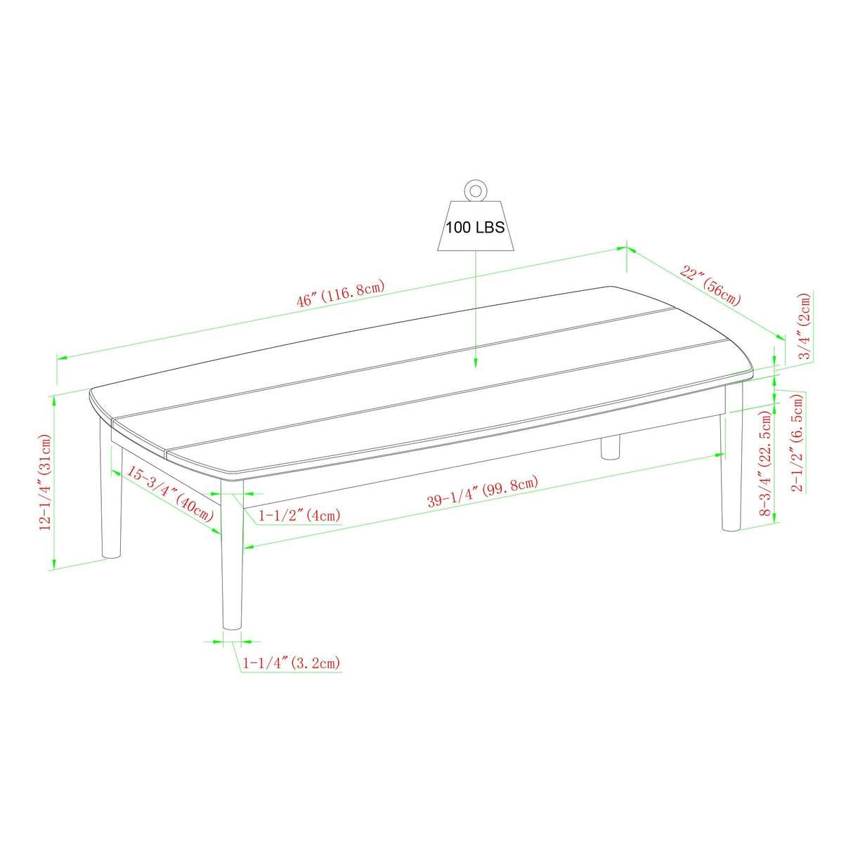 Circa Modern Solid Wood Patio Coffee Table