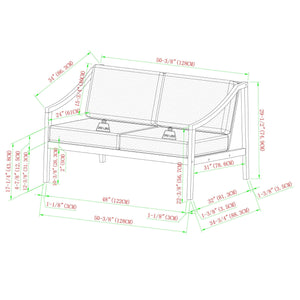 Cologne Modern Solid Wood Outdoor Loveseat