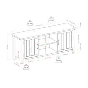 Farmhouse 58" Modern Grooved 2 Door TV Stand
