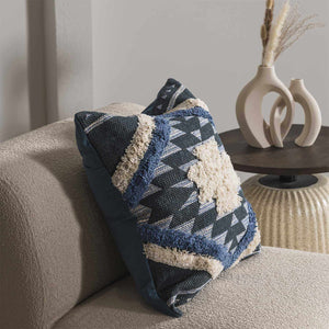 Shepardsville Navy Kilim Pattern Throw Pillow