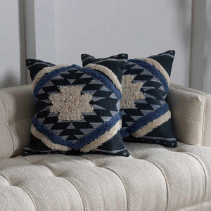 Shepardsville Navy Kilim Pattern Throw Pillow