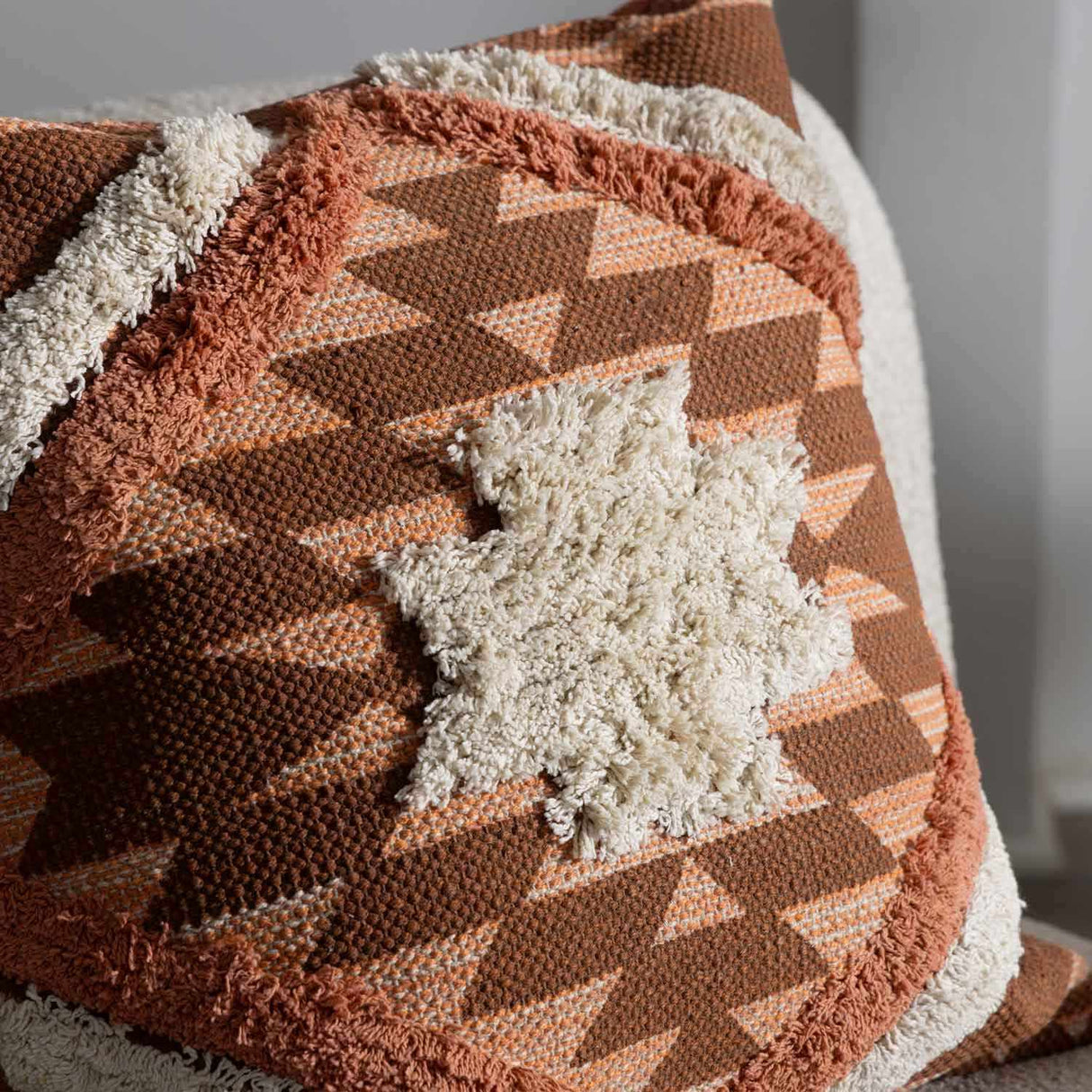 Reeves Orange Diamond Textured Throw Pillow